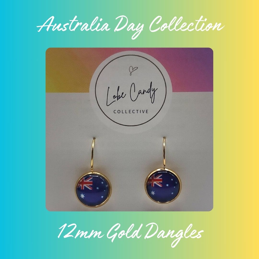 Aussie Day Collection - 12mm Gold Dangles