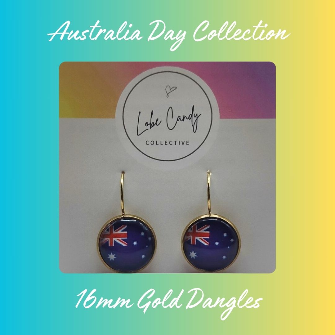 Aussie Day Collection - 16mm Gold Dangles