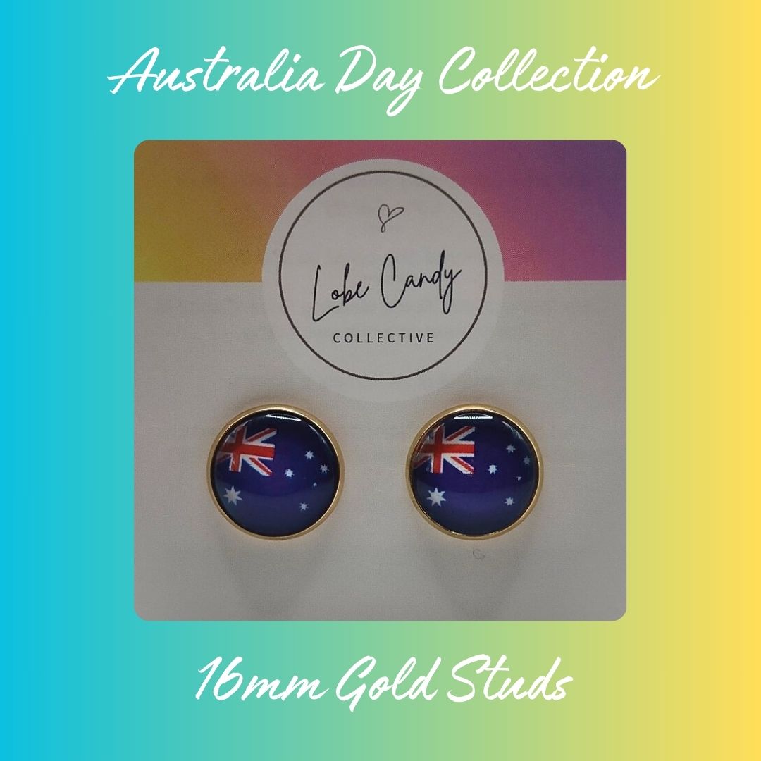 Aussie Day Collection - 16mm Golds Studs