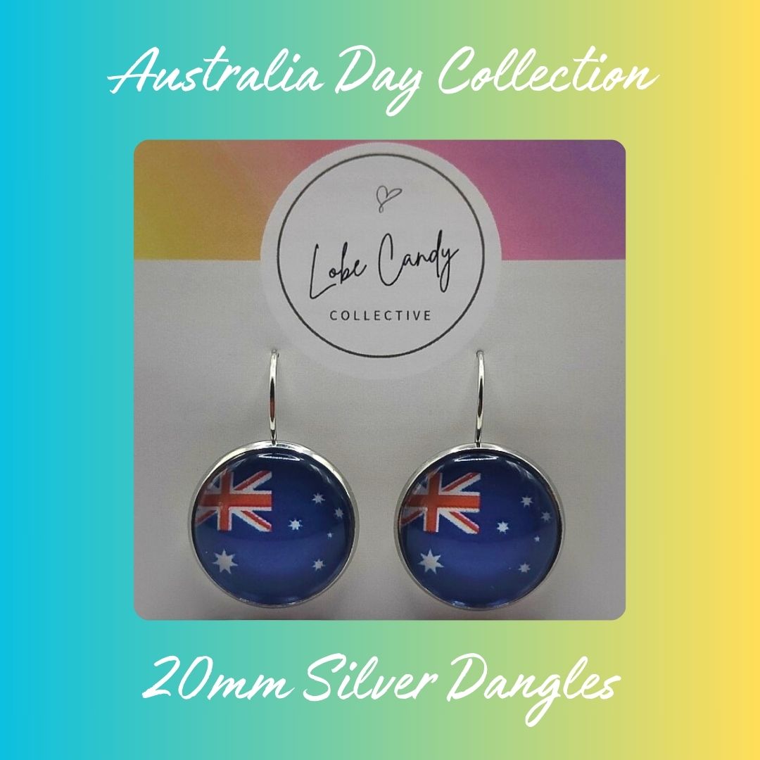 Aussie Day Collection - 20mm Silver Dangles