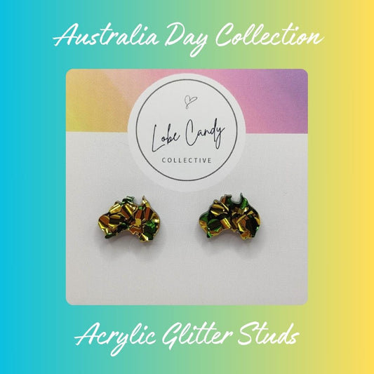 Aussie Day Collection - Glitter Acrylic Stud