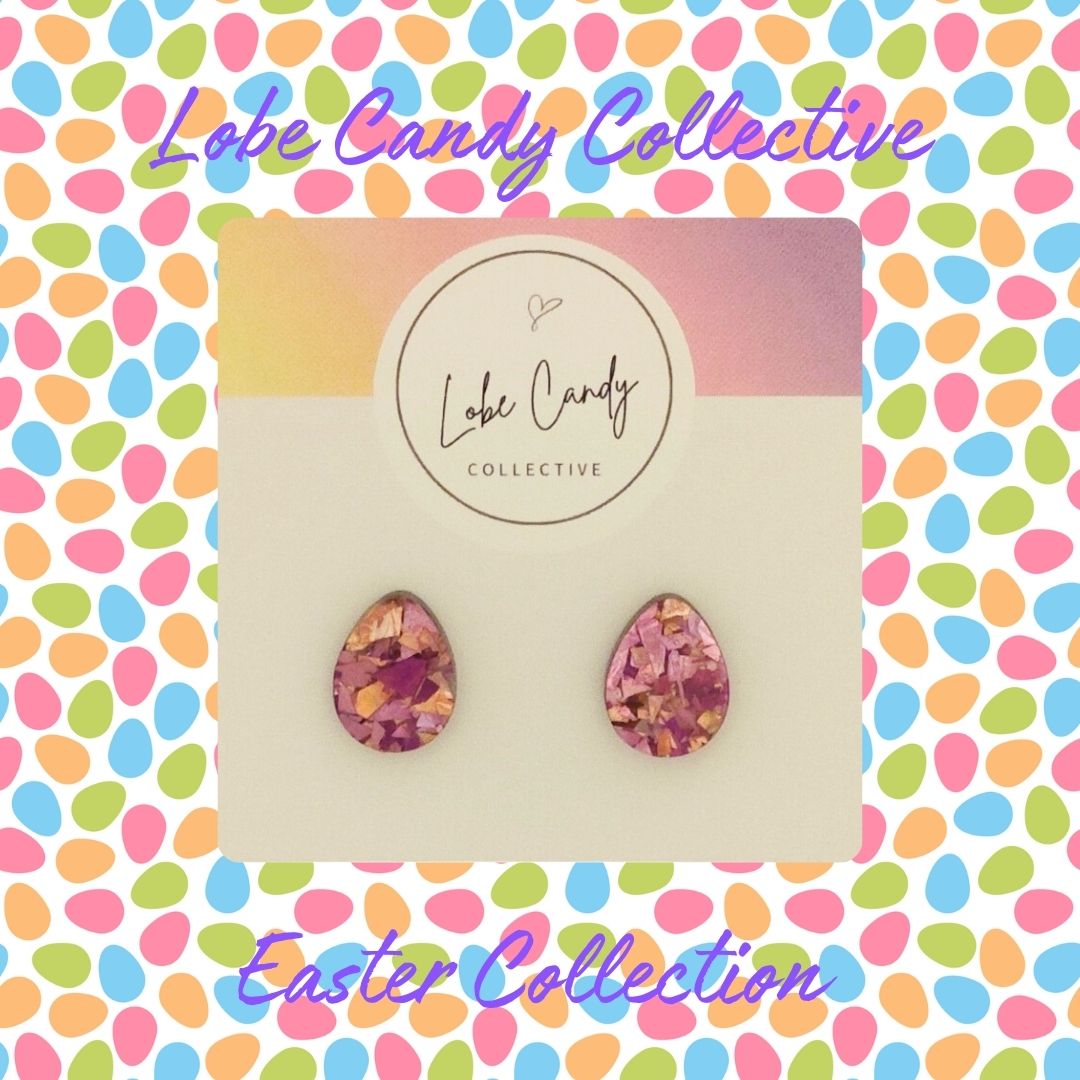 Glitter Egg Studs - Purple