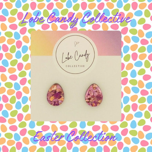 Glitter Egg Studs - Purple