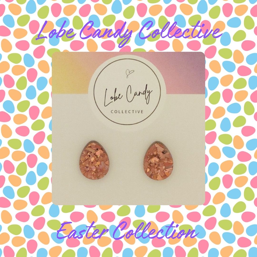 Glitter Egg Studs - Rose Pink