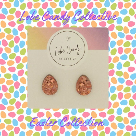 Glitter Egg Studs - Rose Pink